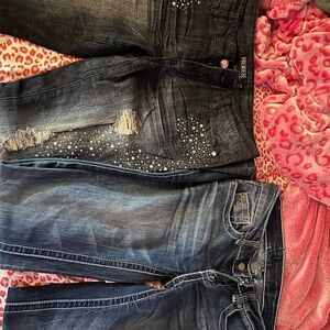 Bundle of Women's Black and Blue Jeans
